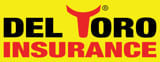 Del Toro Insurance logo with red bull horns symbol on yellow background